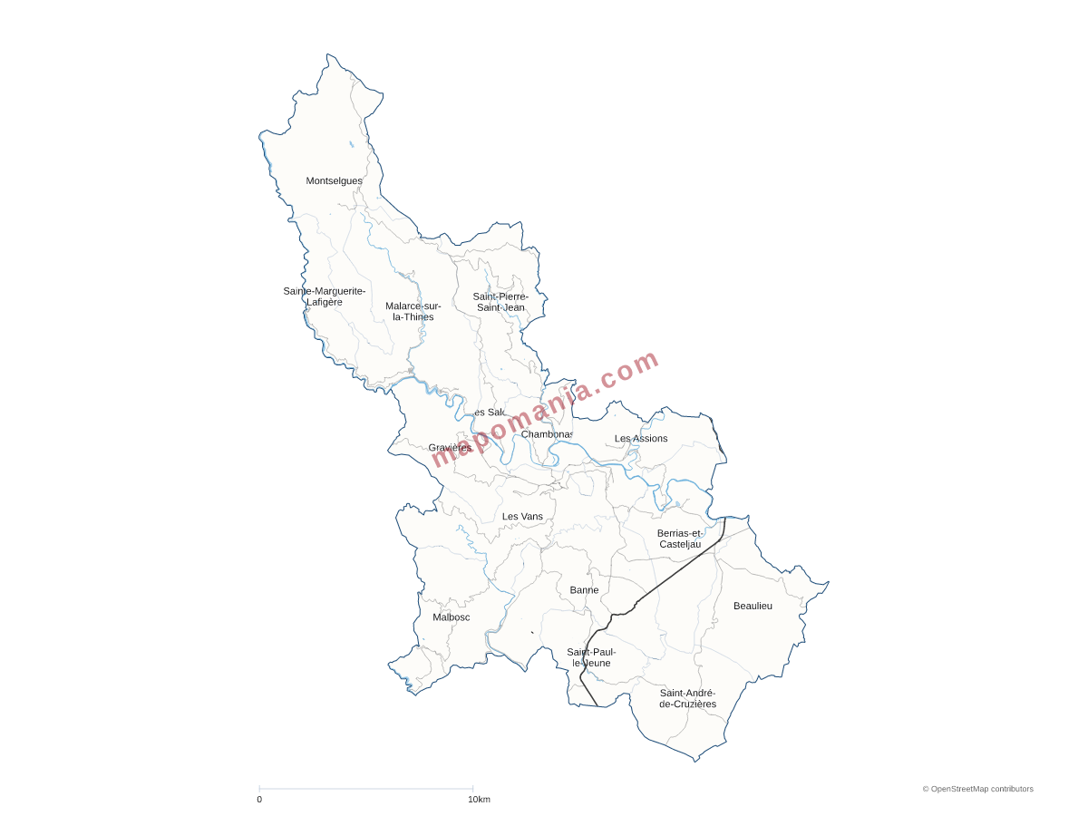 Carte de CC Pays des Vans en Cévennes à personnaliser