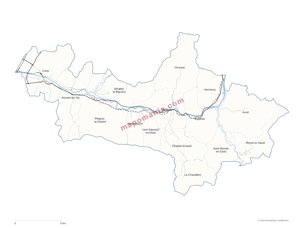 Carte de CC du Crestois et de Pays de Saillans Coeur de Drôme à personnaliser