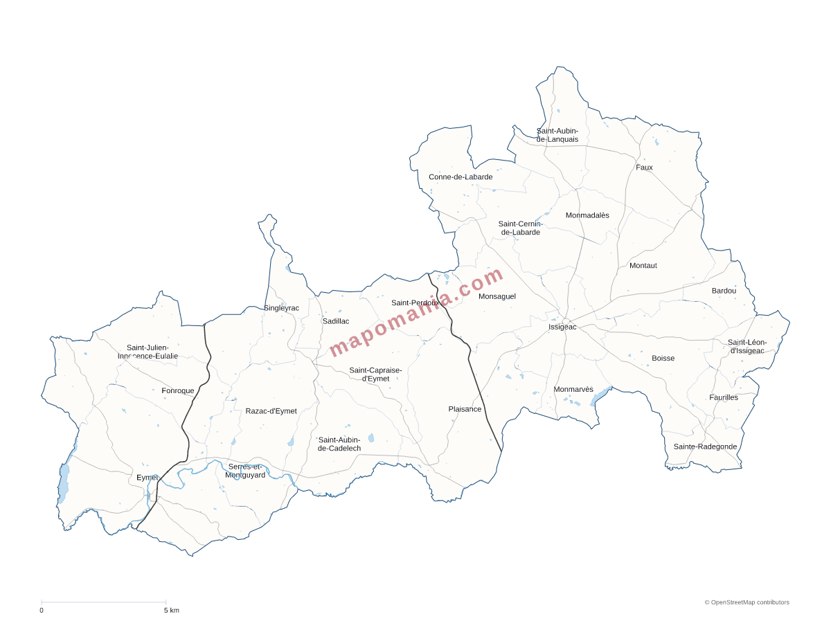 Carte de CC de Portes Sud Périgord à personnaliser