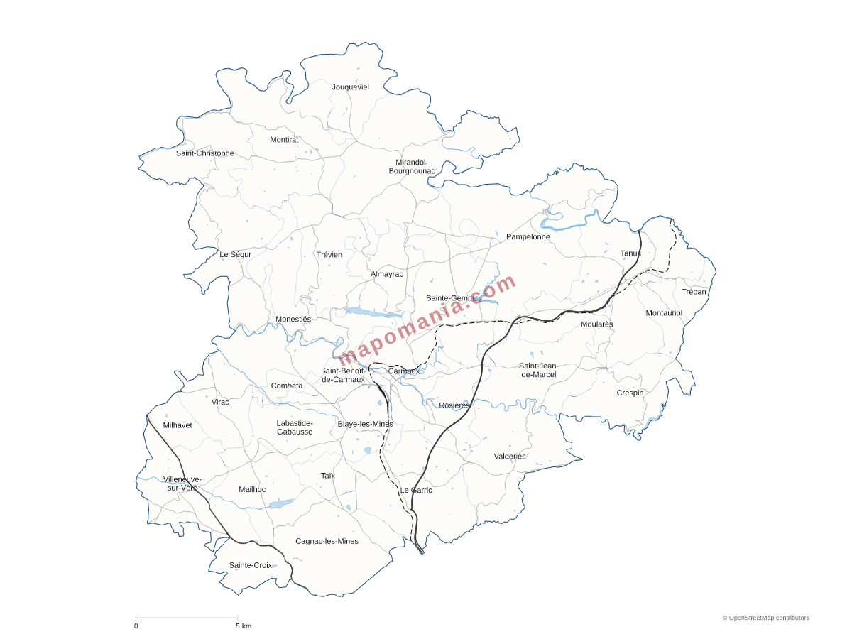 Carte de CC Carmausin-Ségala à personnaliser