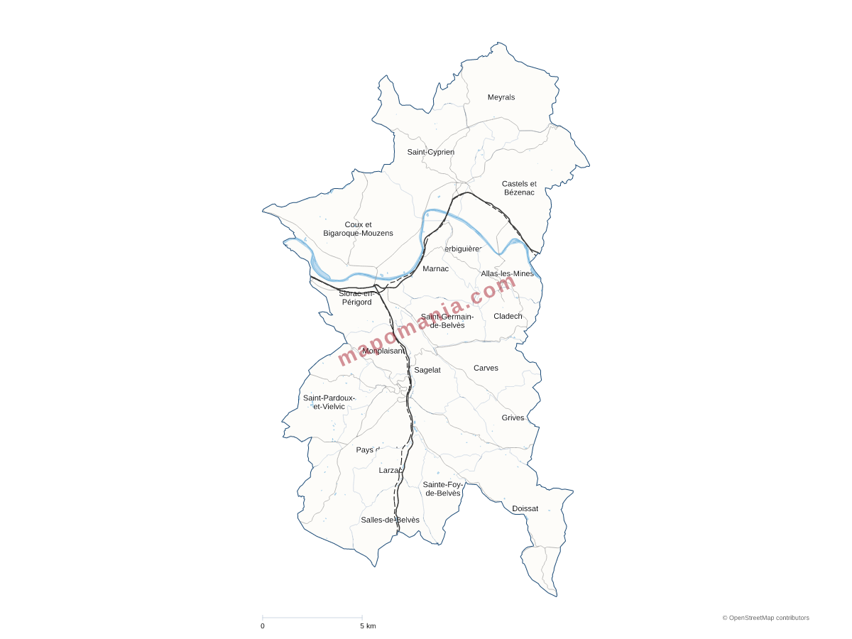 Carte de CC Vallée de la Dordogne et Forêt Bessède à personnaliser