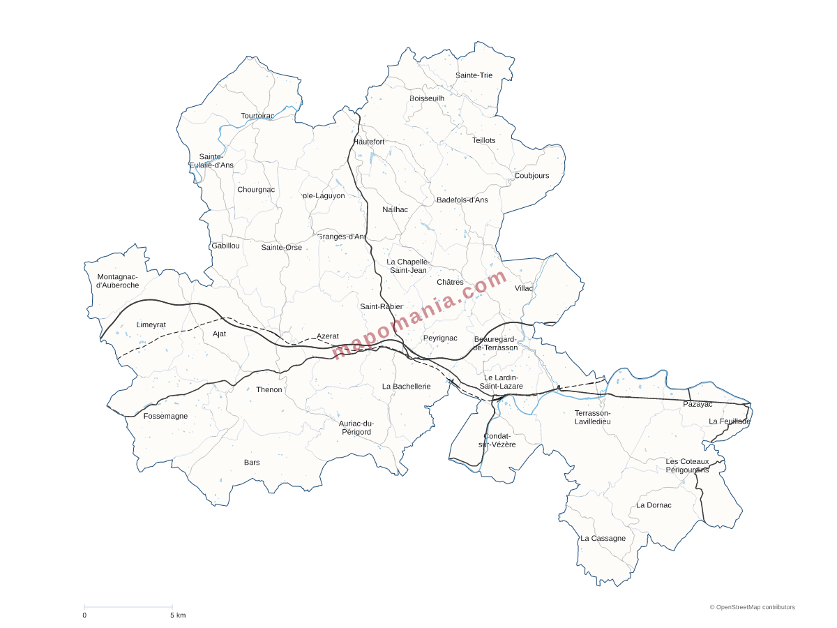 Carte de CC Terrassonnais Haut Périgord Noir à personnaliser