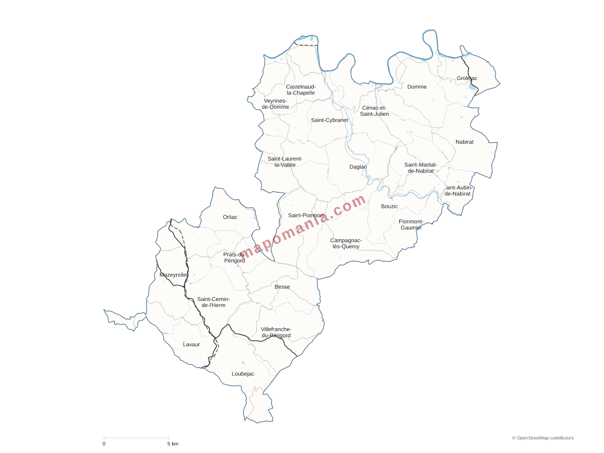 Carte de CC de Domme- Villefranche du Périgord à personnaliser