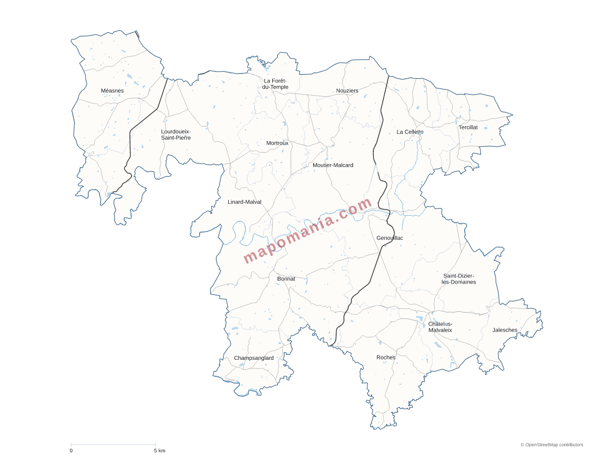 Carte de CC Portes de la Creuse en Marche à personnaliser
