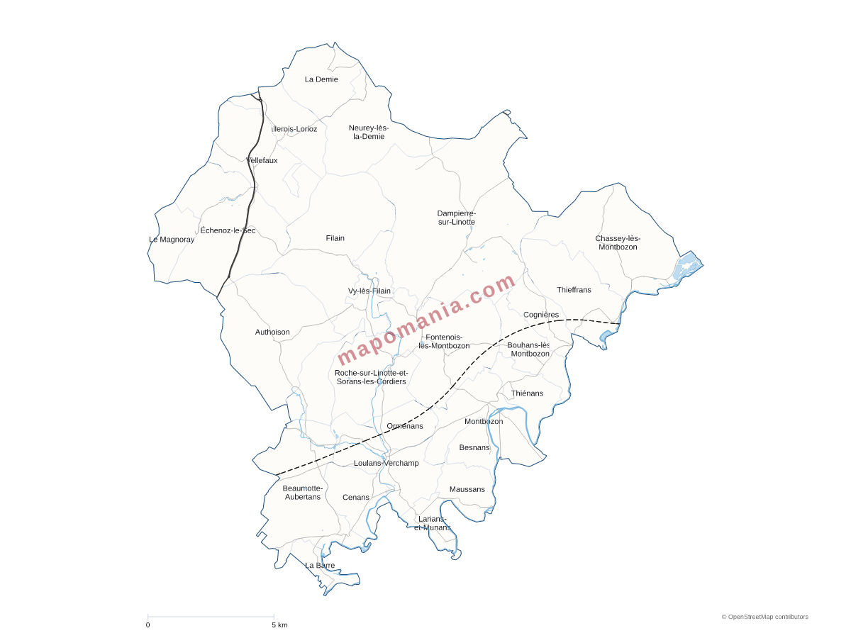 Carte de CC du Pays de Montbozon et du Chanois à personnaliser