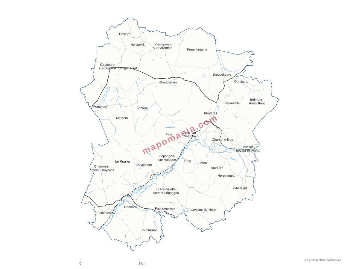 Carte de CC Bruyères-Vallons des Vosges à personnaliser