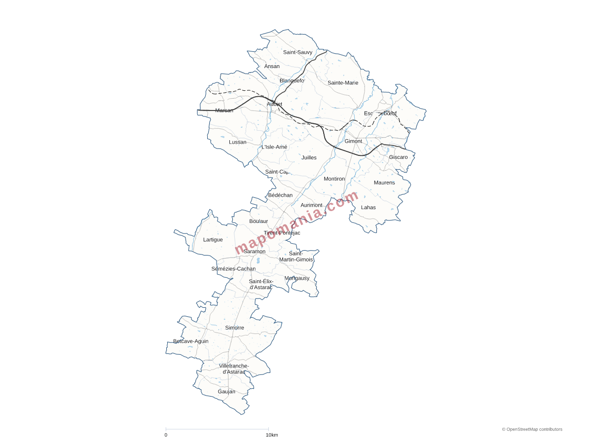 Carte de CC des Coteaux Arrats Gimone à personnaliser