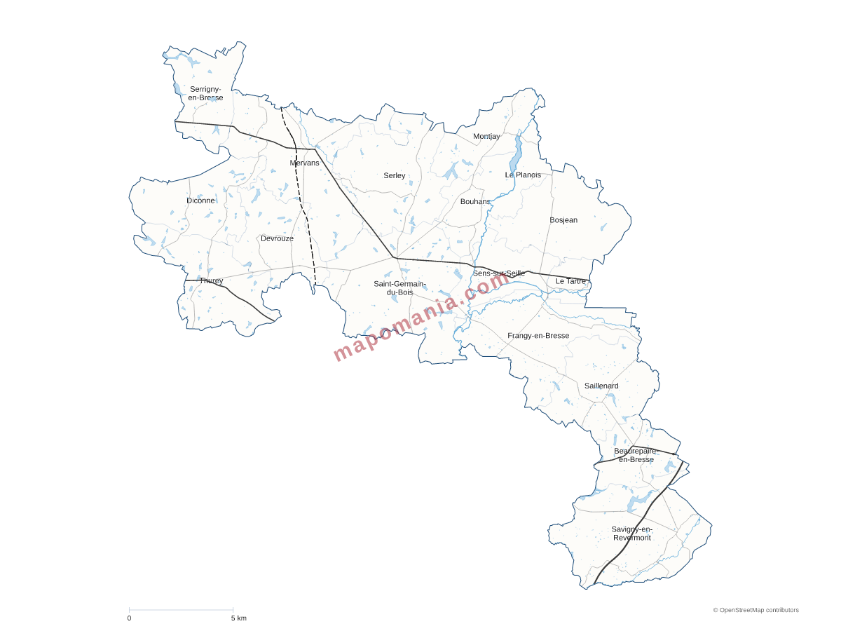 Carte de CC Bresse Revermont 71 à personnaliser