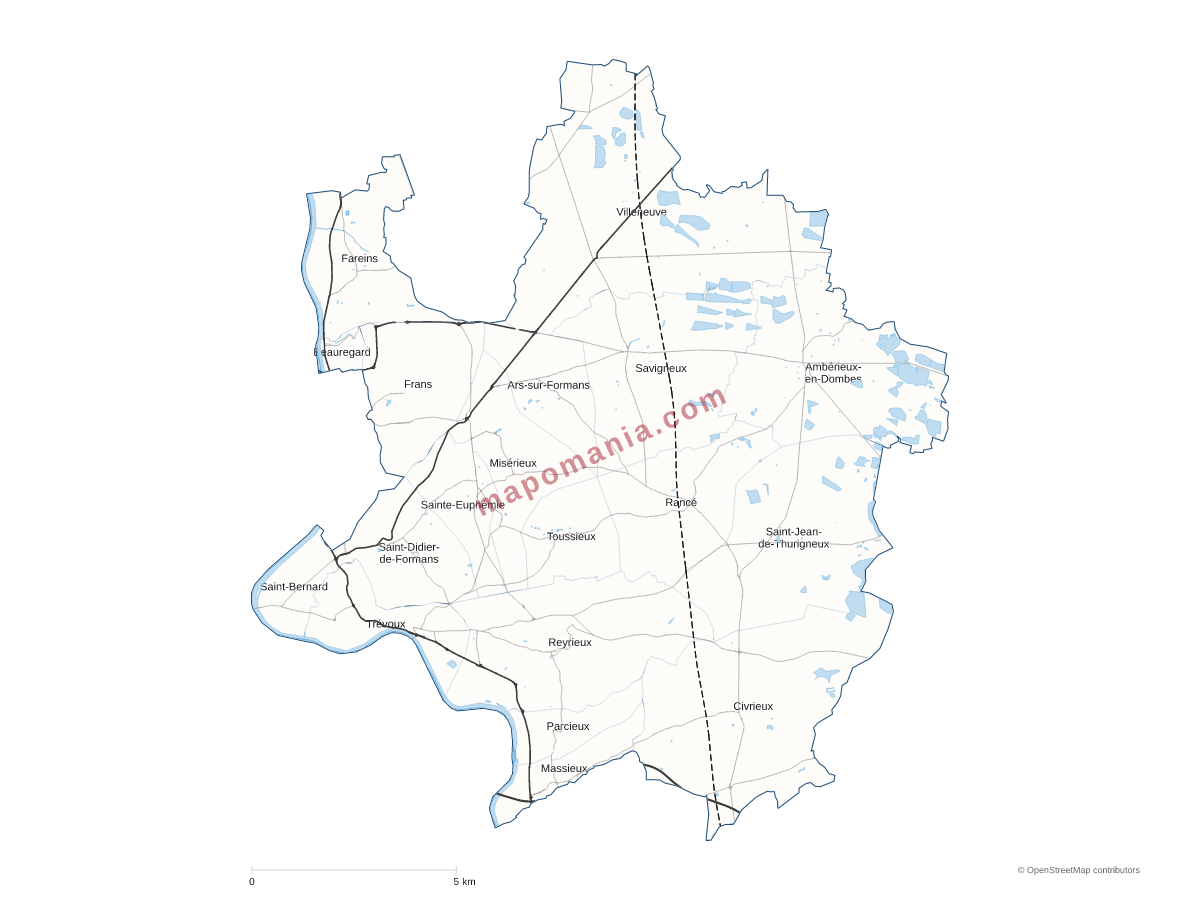 Carte de CC Dombes Saône Vallée à personnaliser