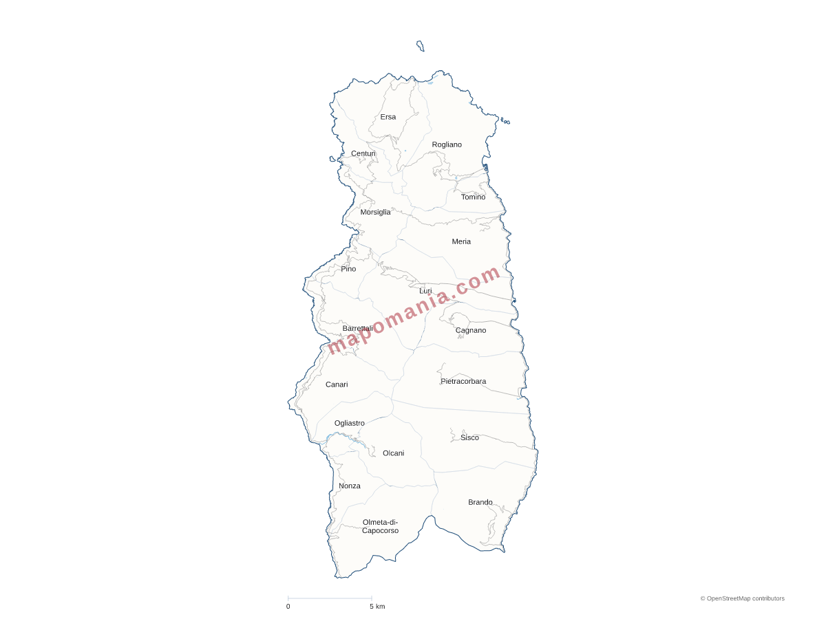 Carte de CC du Cap Corse à personnaliser