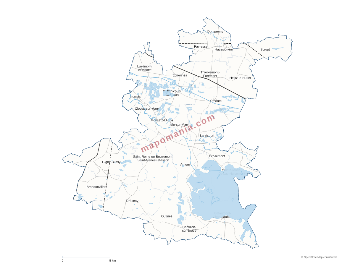 Carte de CC Perthois-Bocage et Der à personnaliser