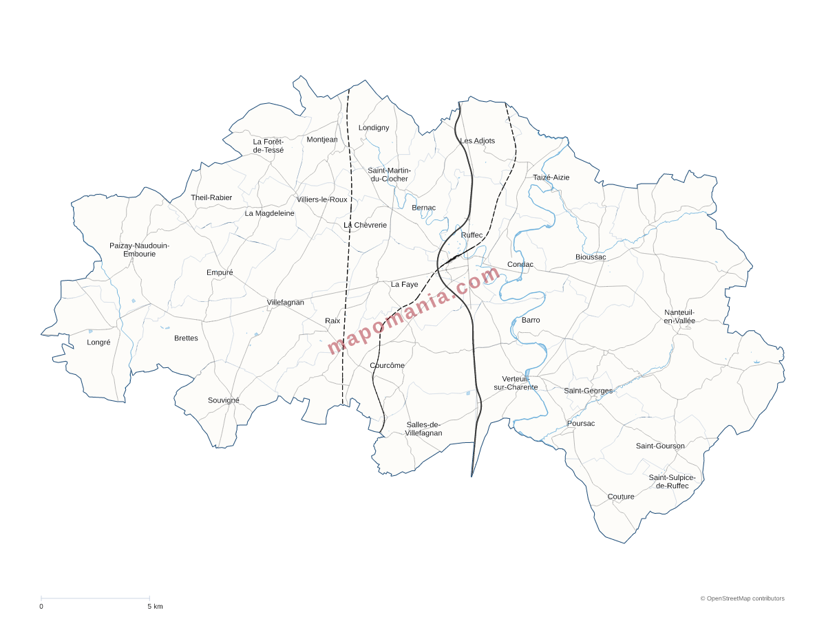 Carte de CC Val de Charente à personnaliser
