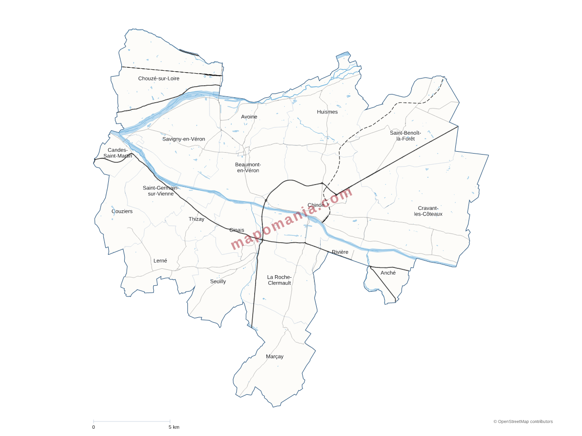 Carte de CC Chinon, Vienne et Loire à personnaliser