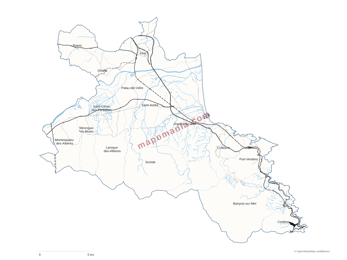Carte de CC des Albères, de la Côte Vermeille et de l'Illibéris à personnaliser