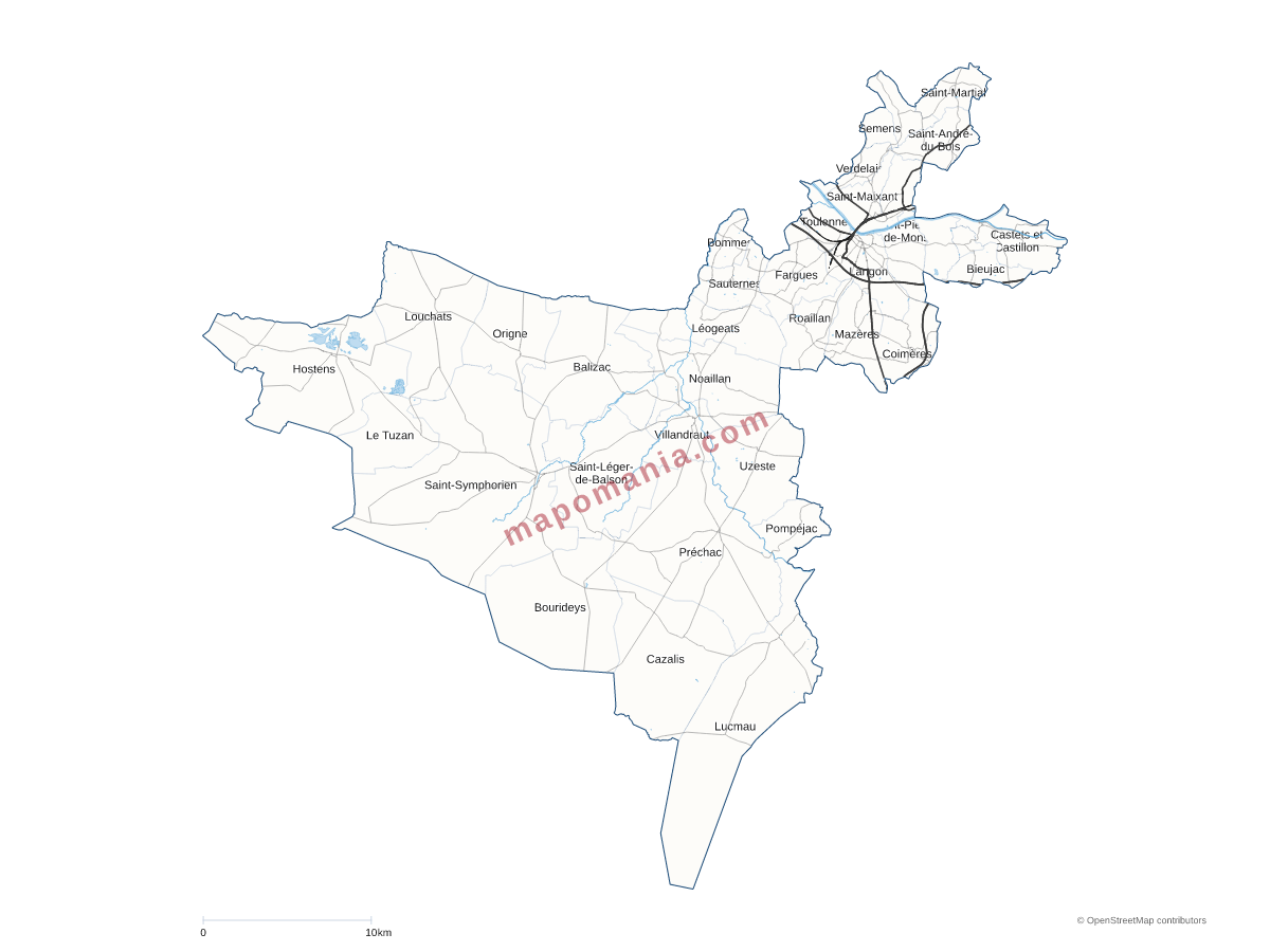 Carte de CC du Sud Gironde à personnaliser