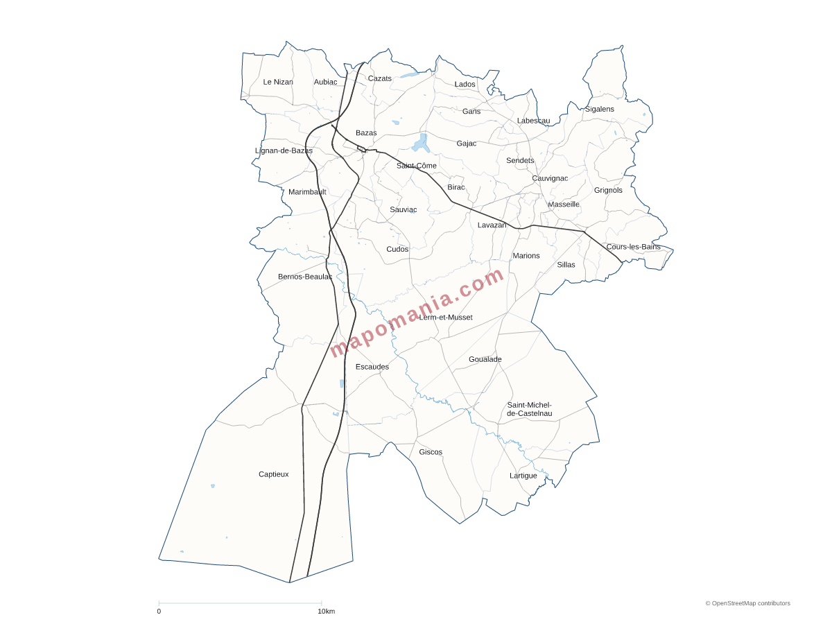 Carte de CC du Bazadais à personnaliser