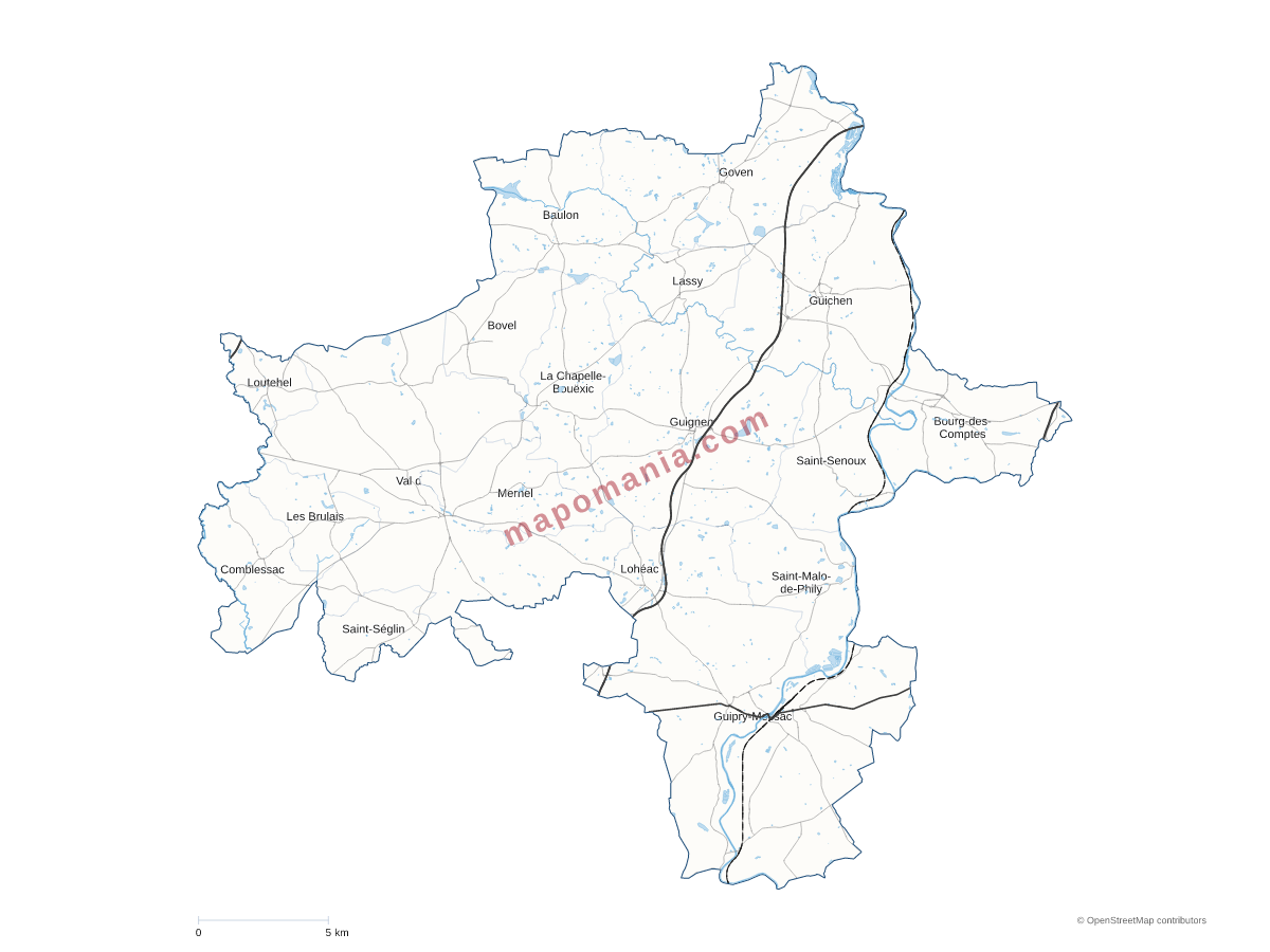 Carte de CC Vallons de Haute-Bretagne Communauté à personnaliser
