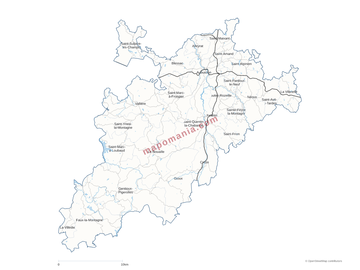Carte de CC Creuse Grand Sud à personnaliser