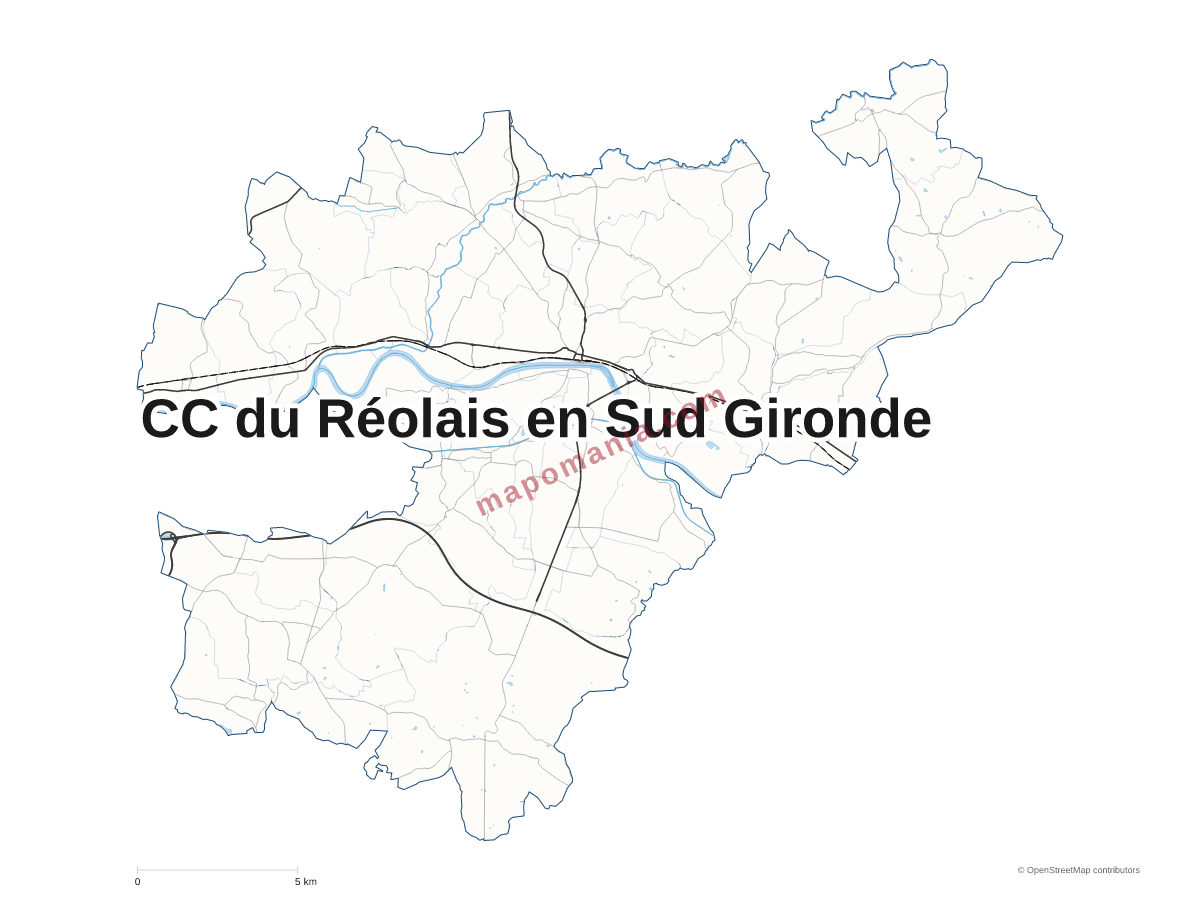 Carte de CC du Réolais en Sud Gironde à personnaliser