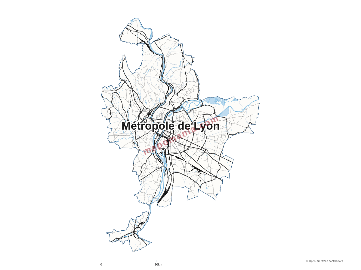 Carte de Métropole de Lyon à personnaliser