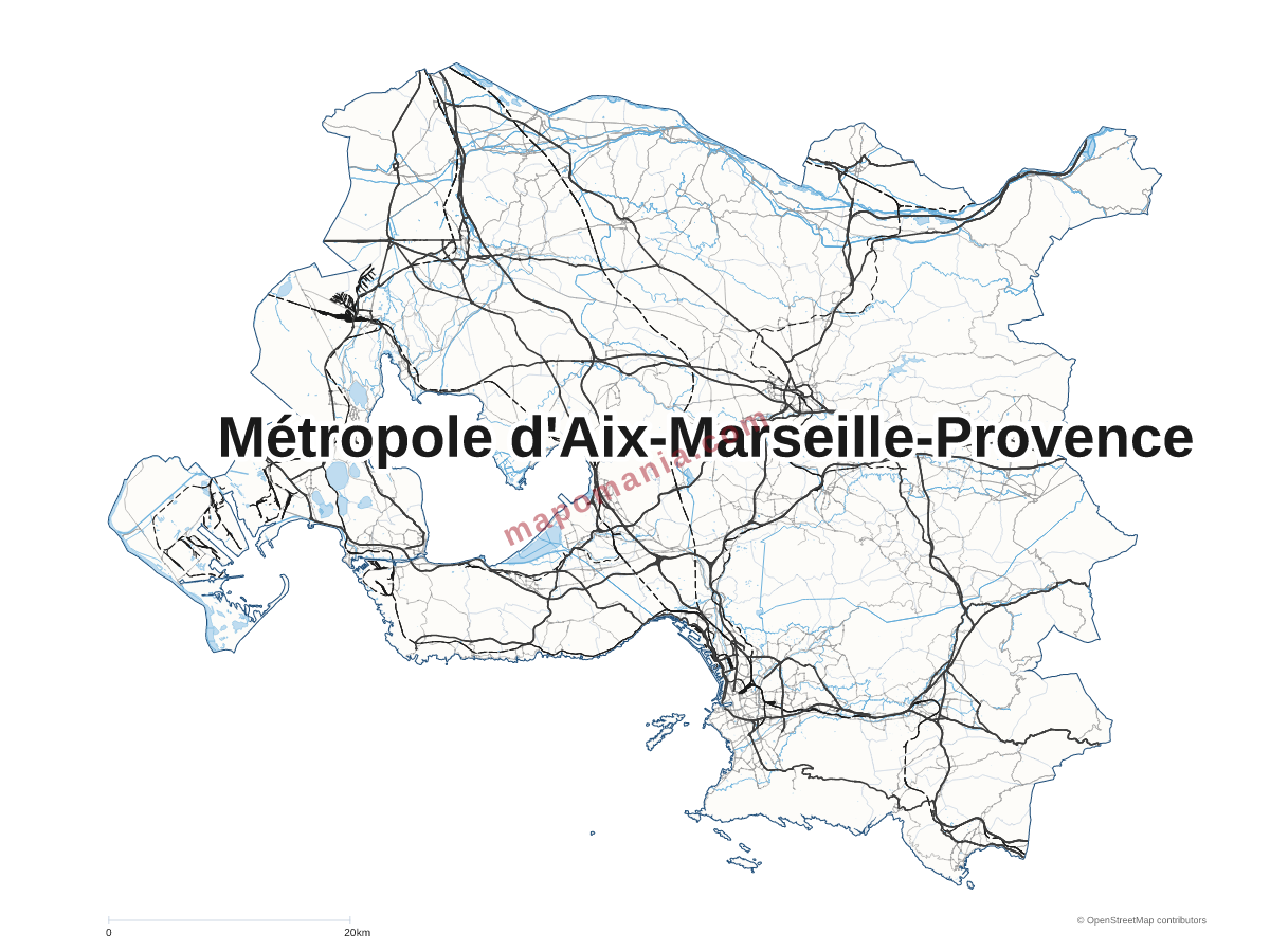 Carte de Métropole d'Aix-Marseille-Provence à personnaliser