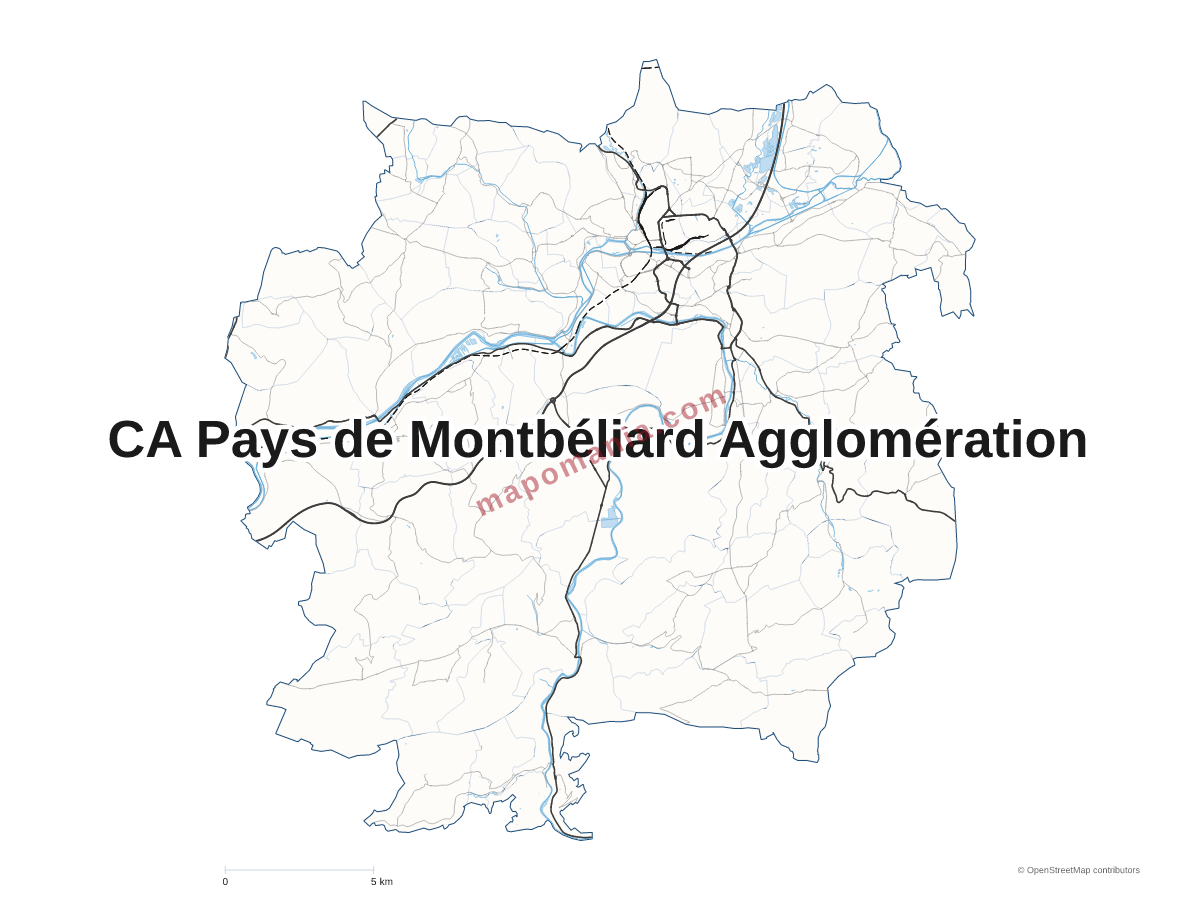 Carte de CA Pays de Montbéliard Agglomération à personnaliser