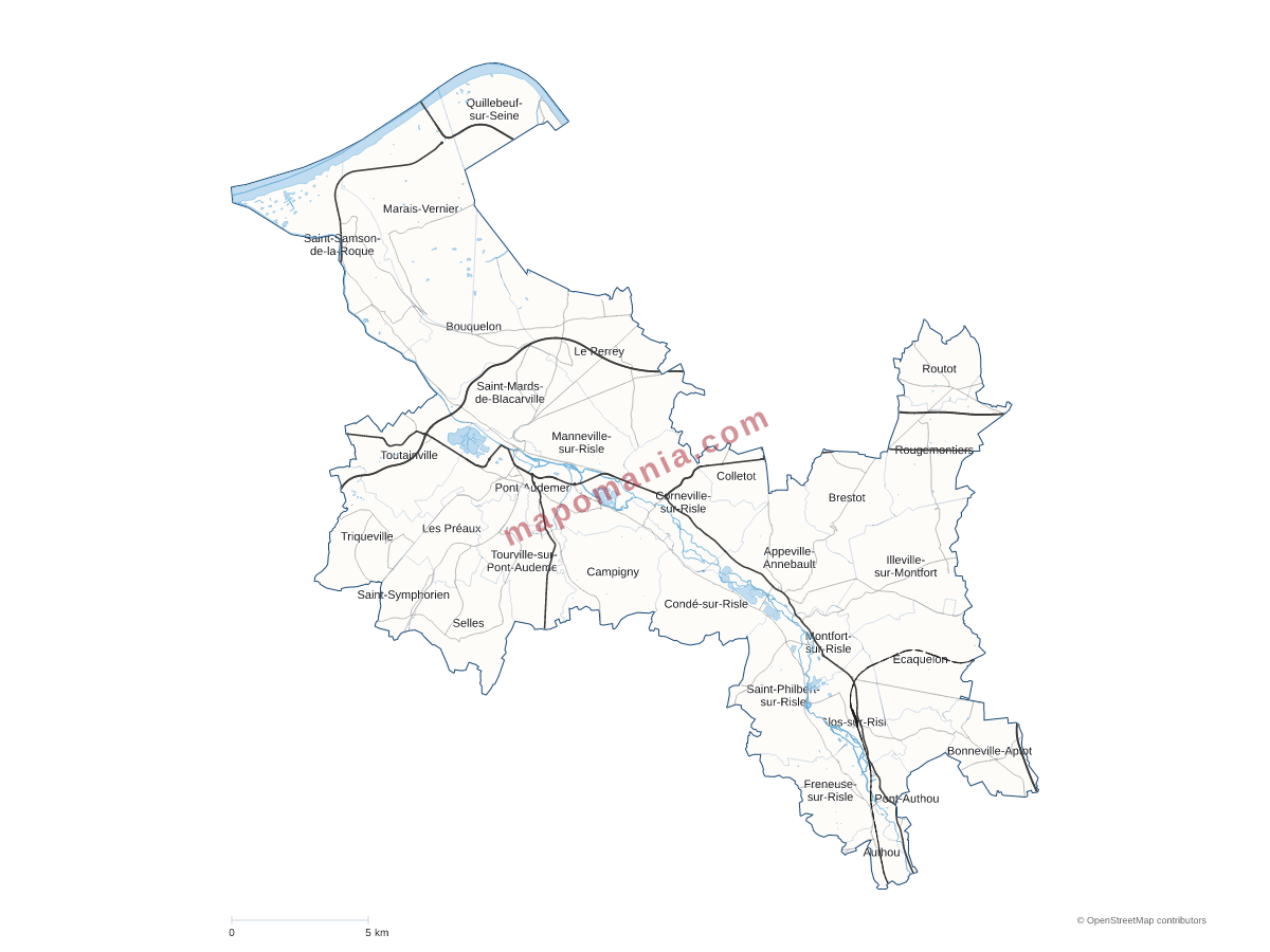 Carte de CC de Pont-Audemer / Val de Risle à personnaliser