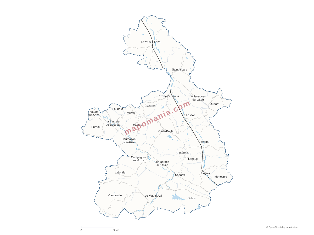 Carte de CC Arize Lèze à personnaliser