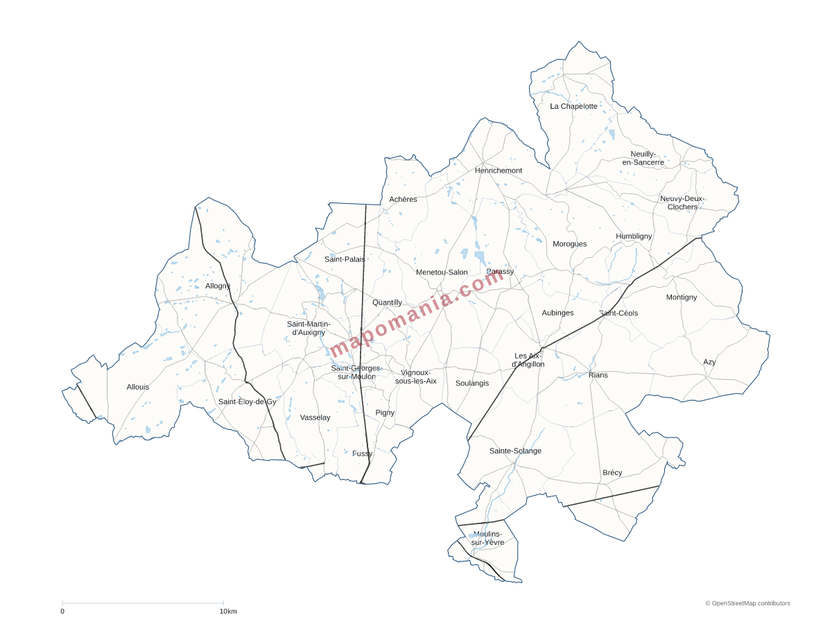 Carte de CC Terres du Haut Berry à personnaliser