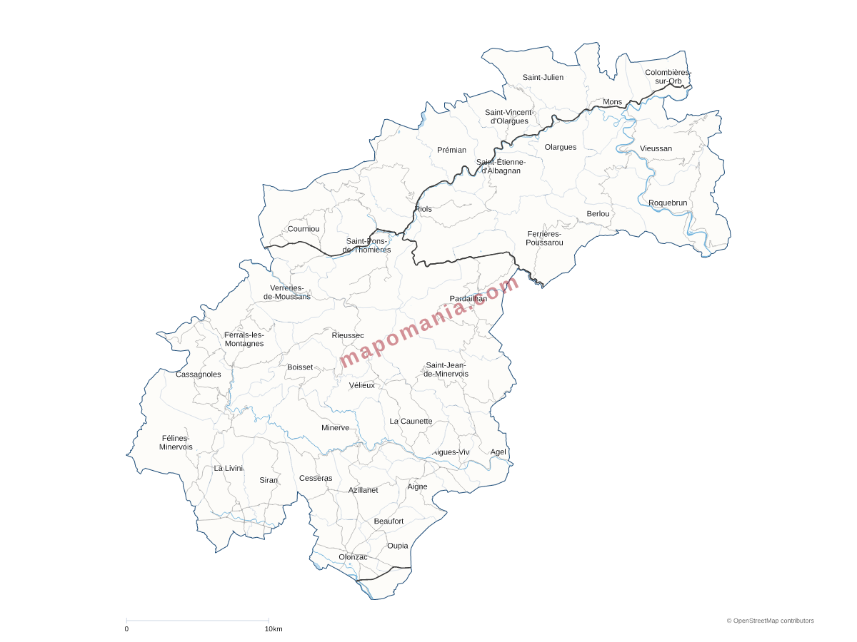 Carte de CC du Minervois au Caroux à personnaliser