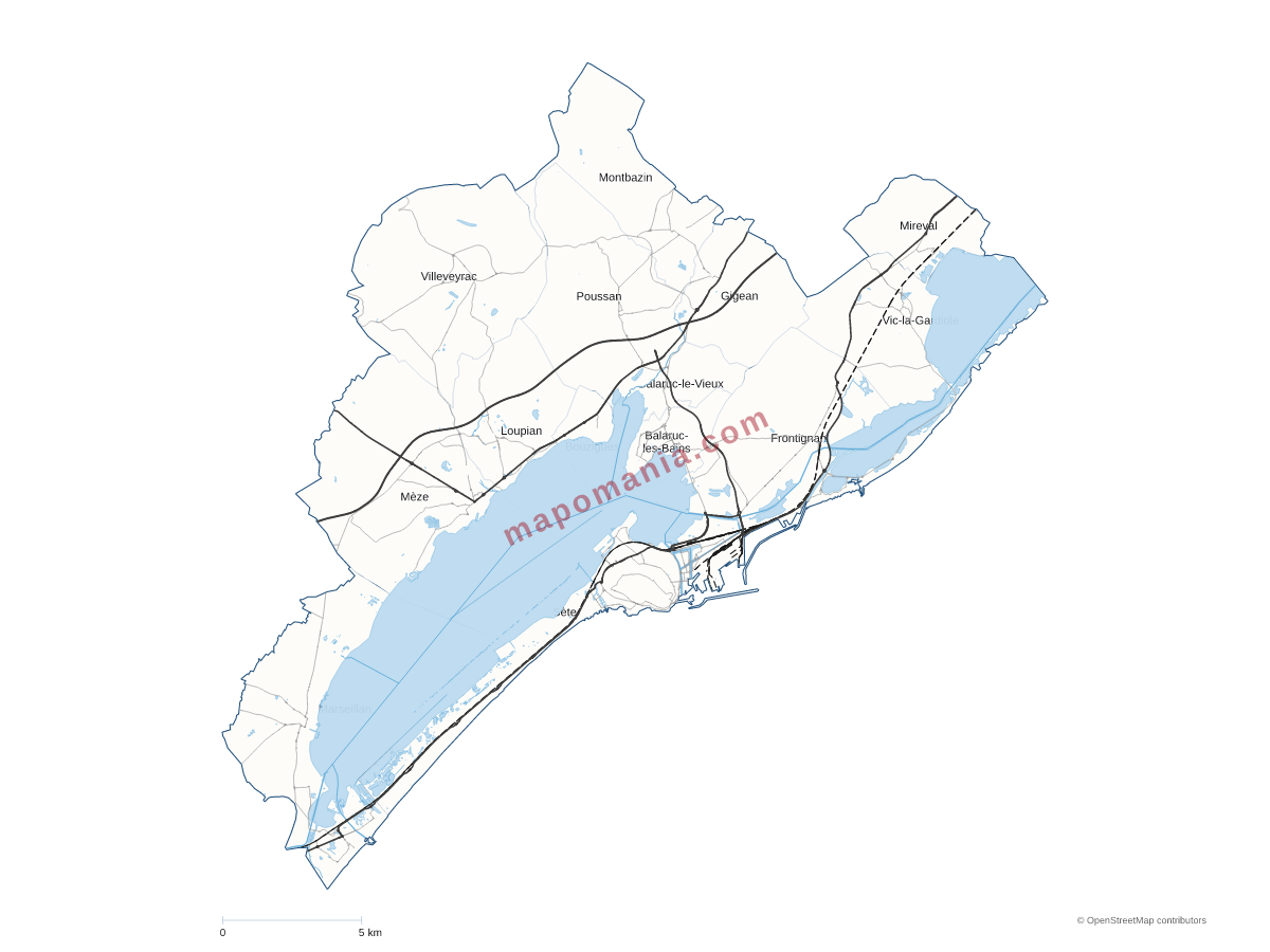 Carte de CA Sète Agglopôle Méditerranée à personnaliser
