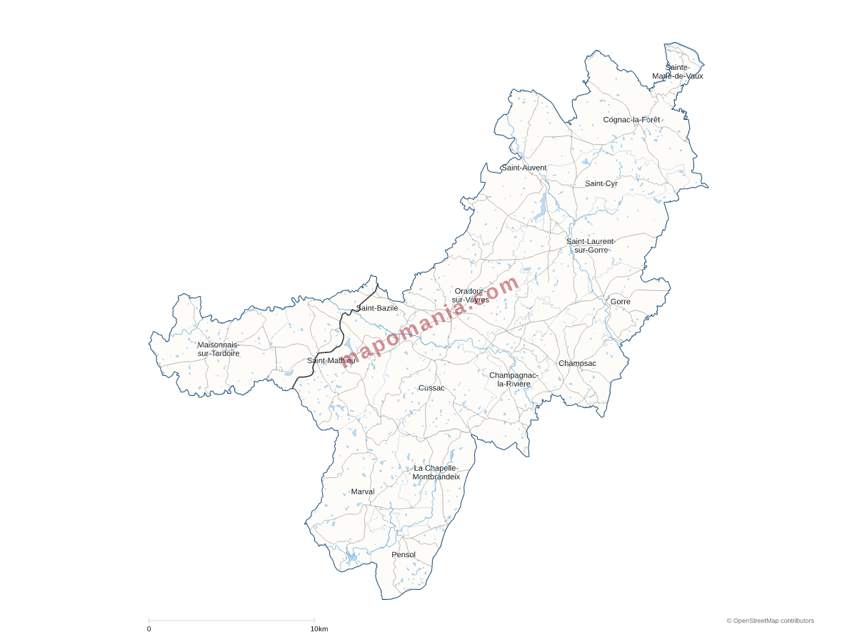 Carte de CC Ouest Limousin à personnaliser