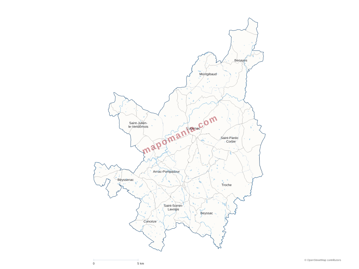 Carte de CC du Pays de Lubersac-Pompadour à personnaliser