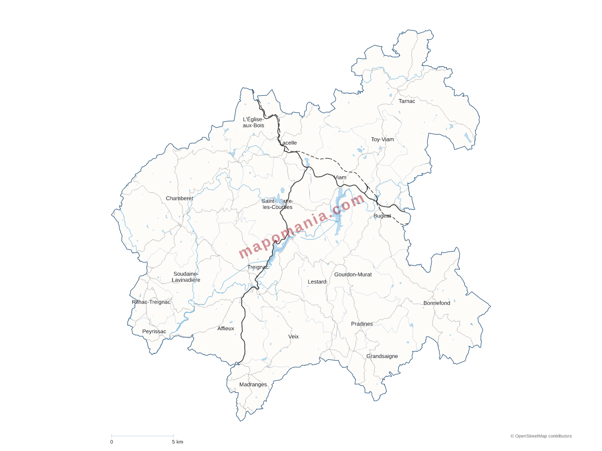Carte de CC Vézère-Monédières-Millesources à personnaliser