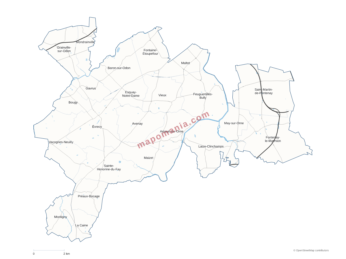 Carte de CC Vallées de l'Orne et de l'Odon à personnaliser