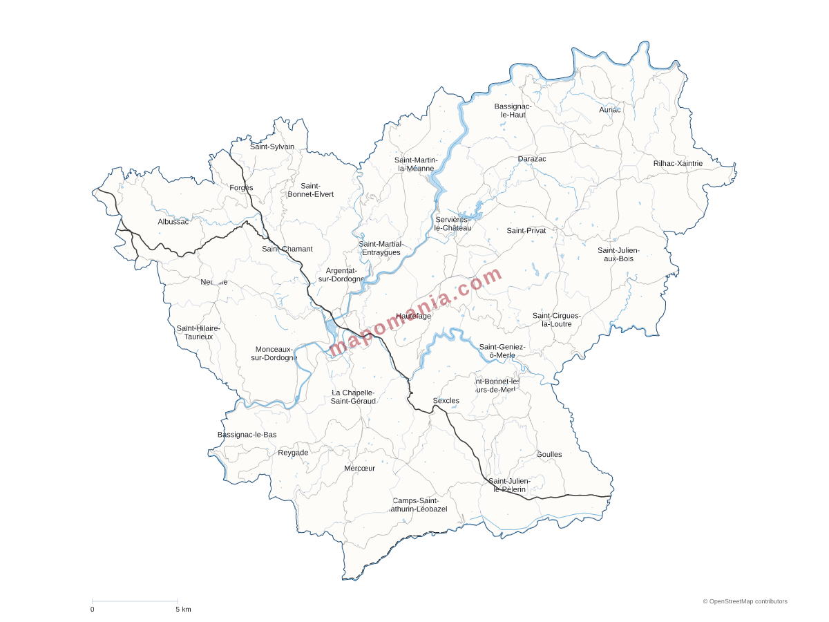 Carte de CC Xaintrie Val'Dordogne à personnaliser