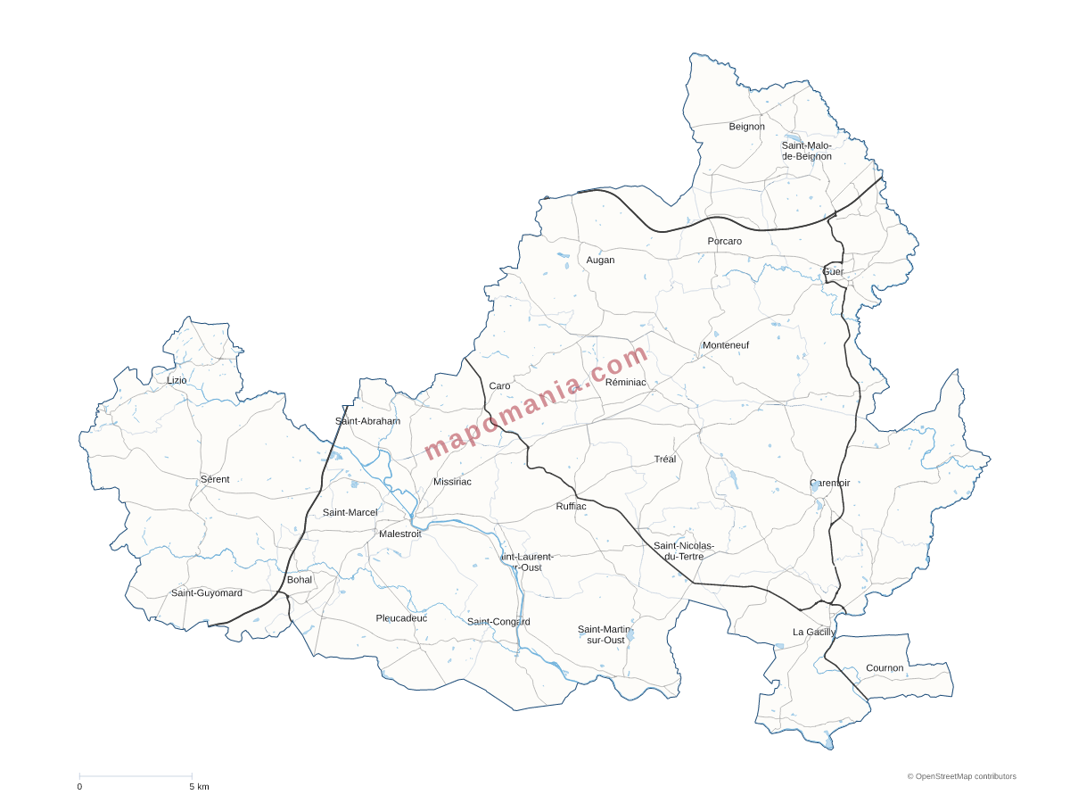 Carte de CC de l'Oust à Brocéliande à personnaliser