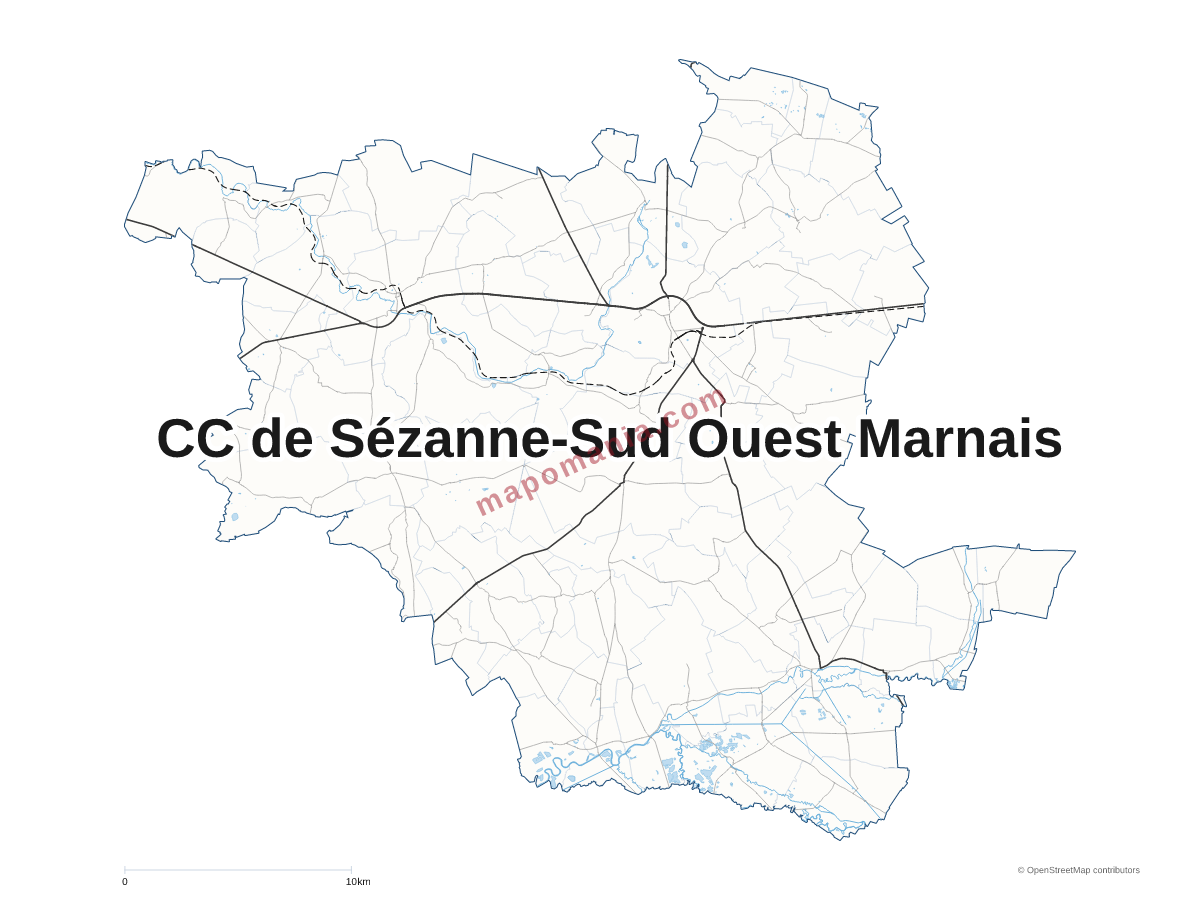 Carte de CC de Sézanne-Sud Ouest Marnais à personnaliser