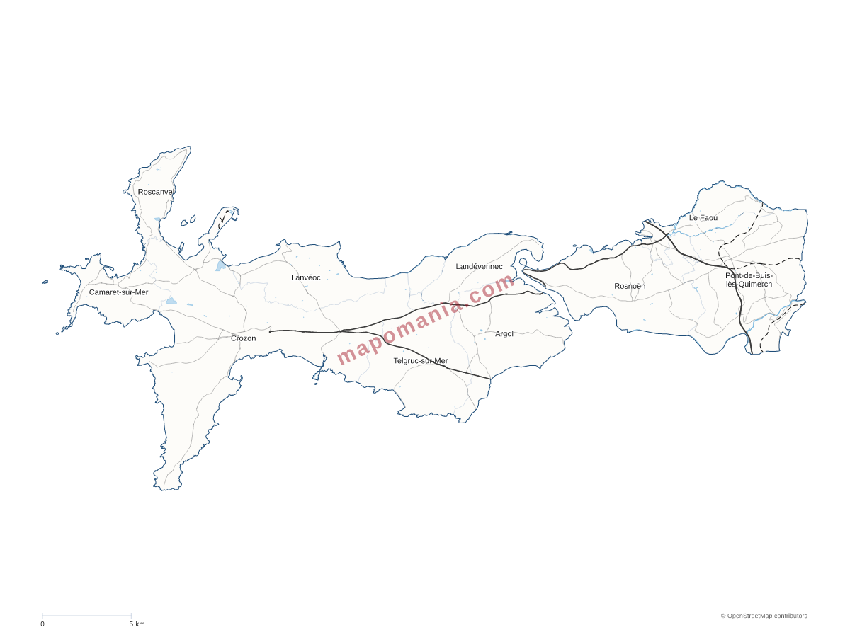 Carte de CC Presqu'île de Crozon-Aulne maritime à personnaliser