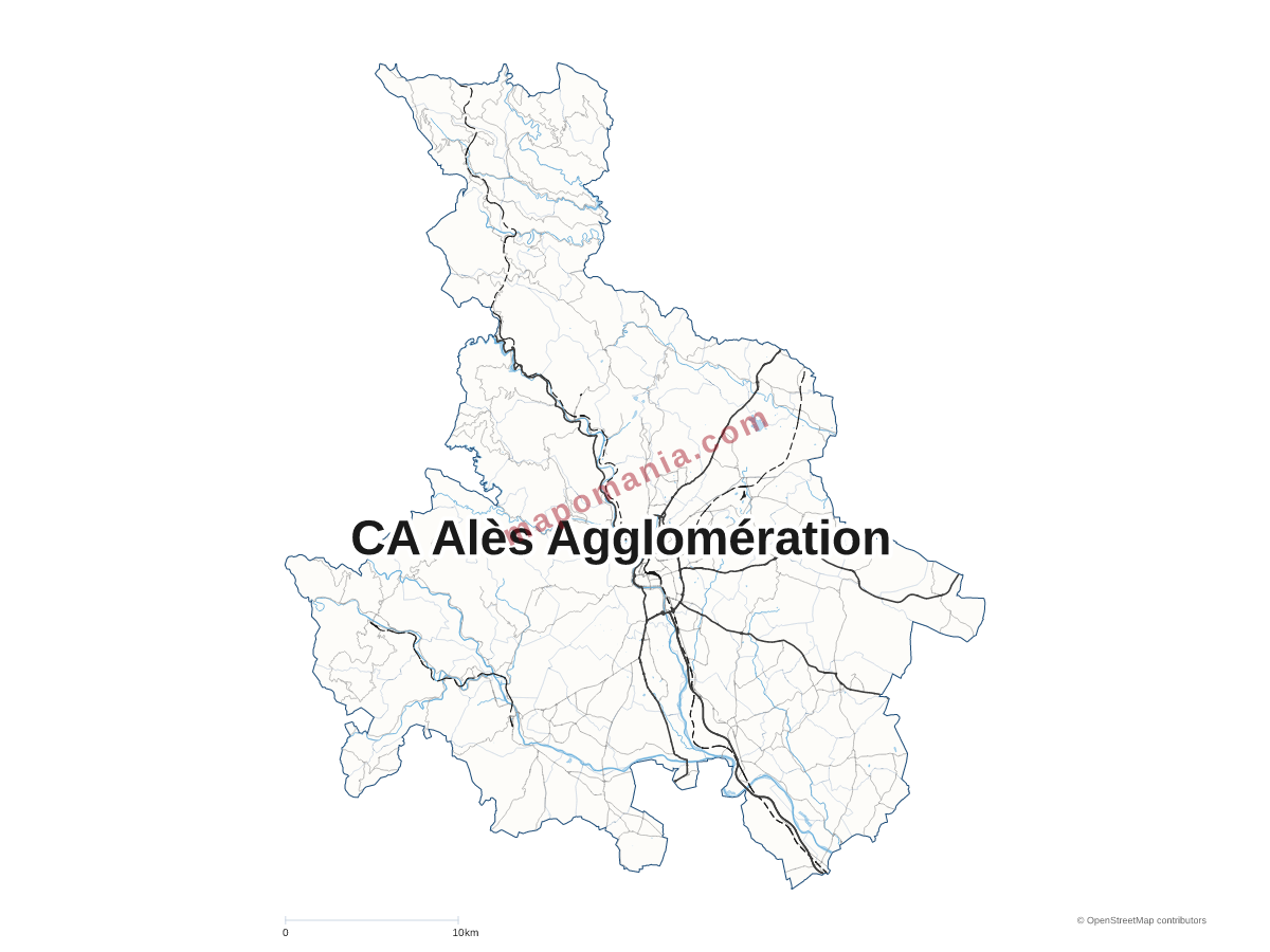 Carte de CA Alès Agglomération à personnaliser