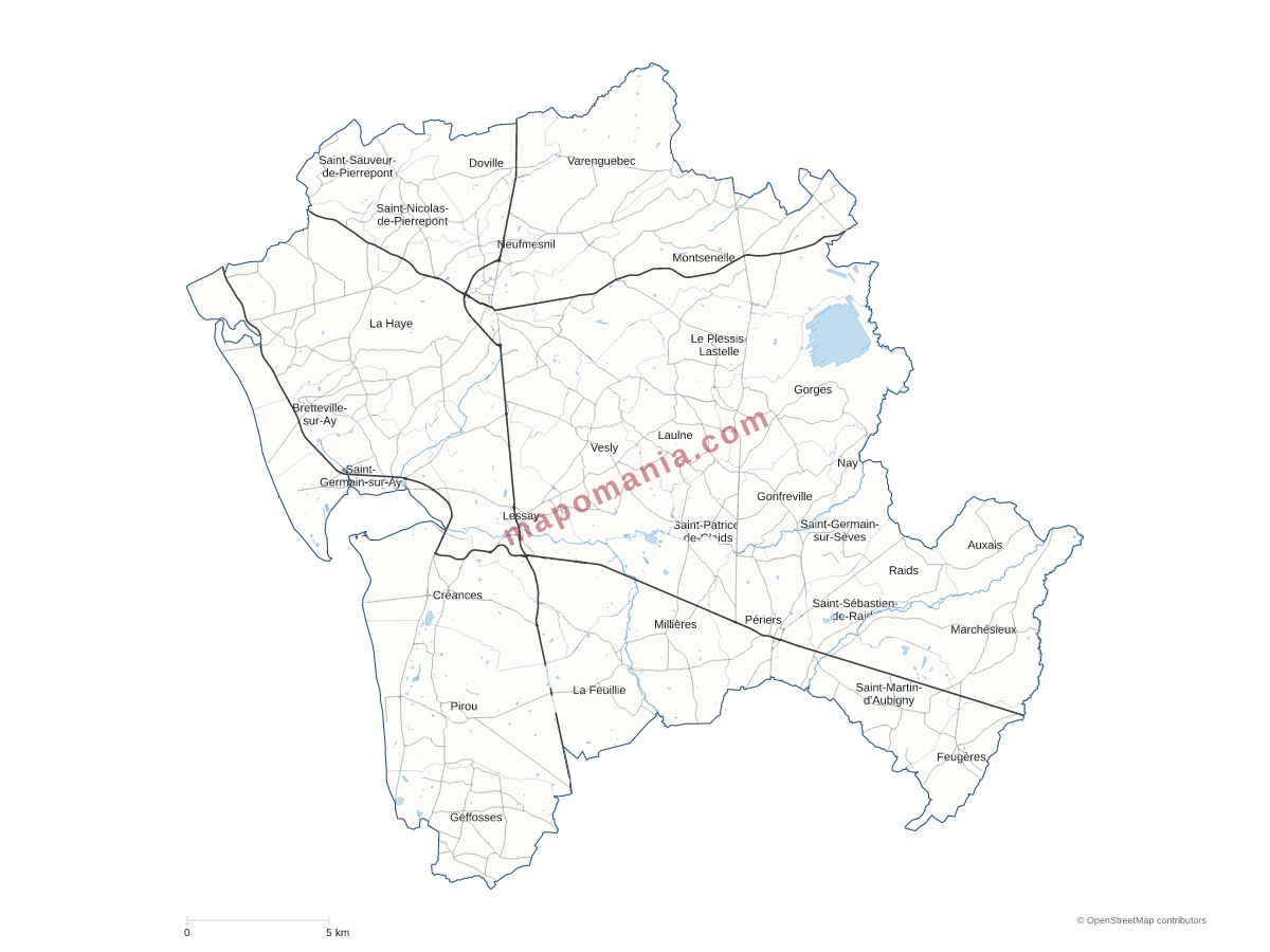 Carte de CC Côte Ouest Centre Manche à personnaliser