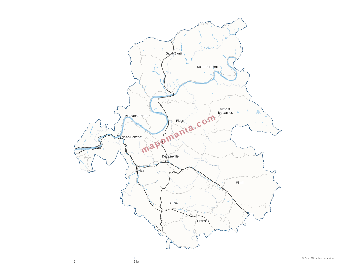 Carte de CC Decazeville Communauté à personnaliser