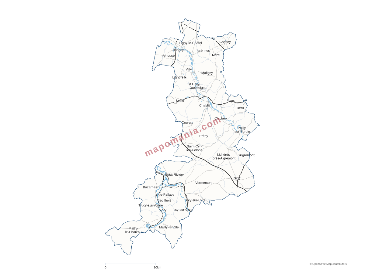 Carte de CC Chablis Villages et Terroirs à personnaliser