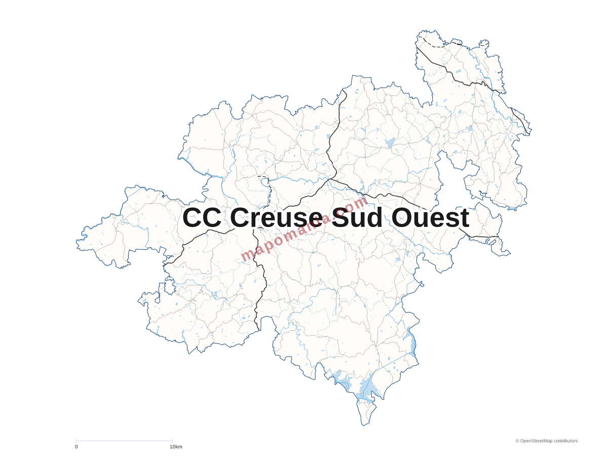 Carte de CC Creuse Sud Ouest à personnaliser
