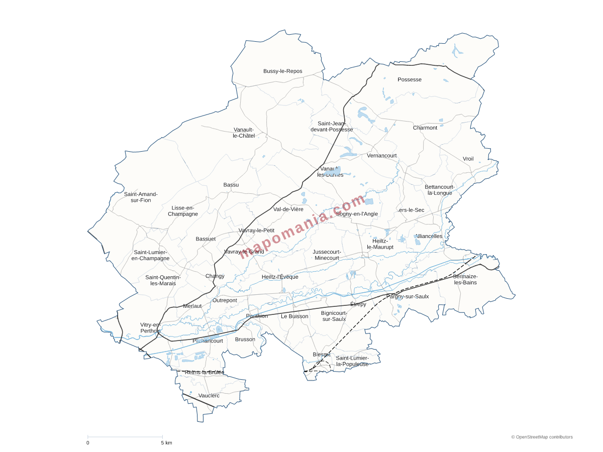 Carte de CC Côtes de Champagne et Val de Saulx à personnaliser