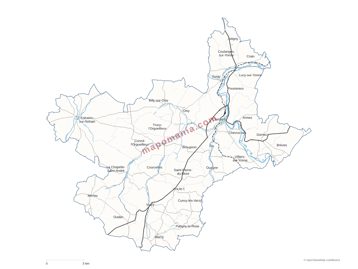 Carte de CC Haut Nivernais - Val d'Yonne à personnaliser