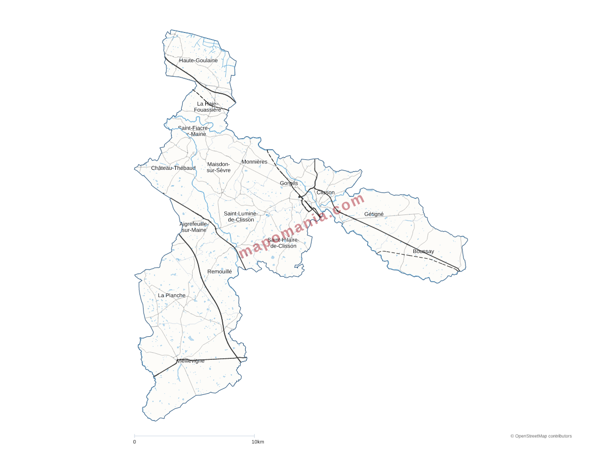 Carte de CA Clisson Sèvre et Maine Agglo à personnaliser
