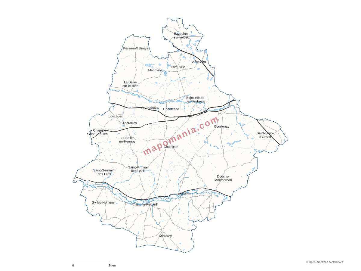 Carte de CC de la Cléry, du Betz et de l'Ouanne à personnaliser