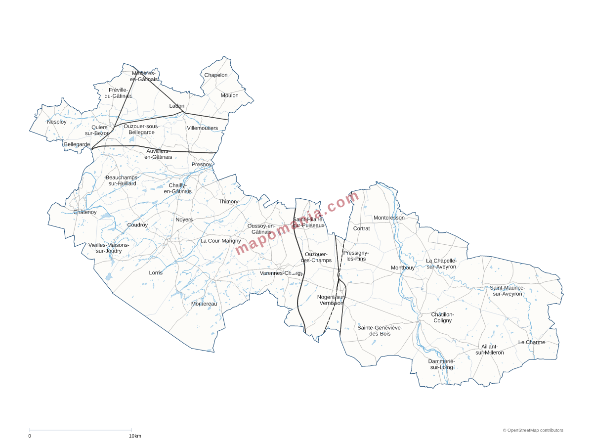 Carte de CC Canaux et Forêts en Gâtinais à personnaliser