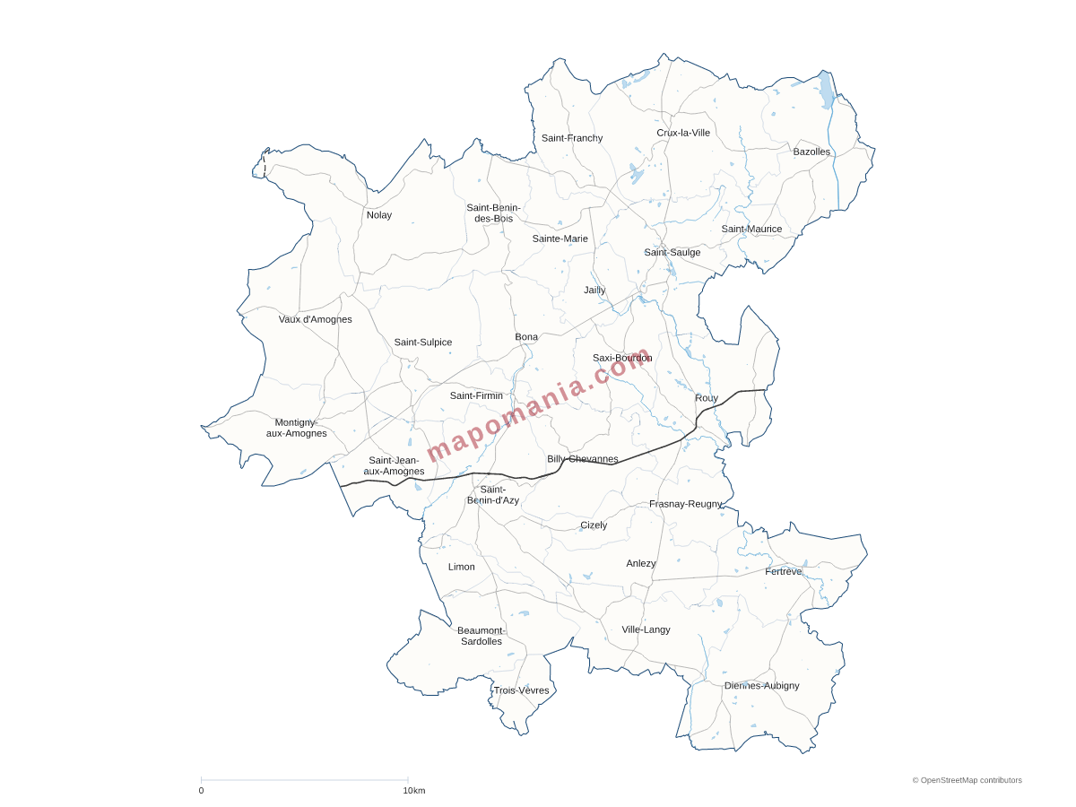 Carte de CC Amognes Coeur du Nivernais à personnaliser